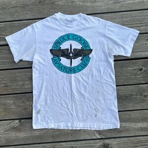 80’s Single Stitch Hanes Spruce Goose Aviators Club White T-Shirt‎
